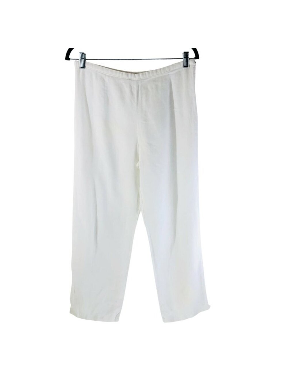 Marc Ware Womens Pants Linen Wide Leg Zip Closure White Size M